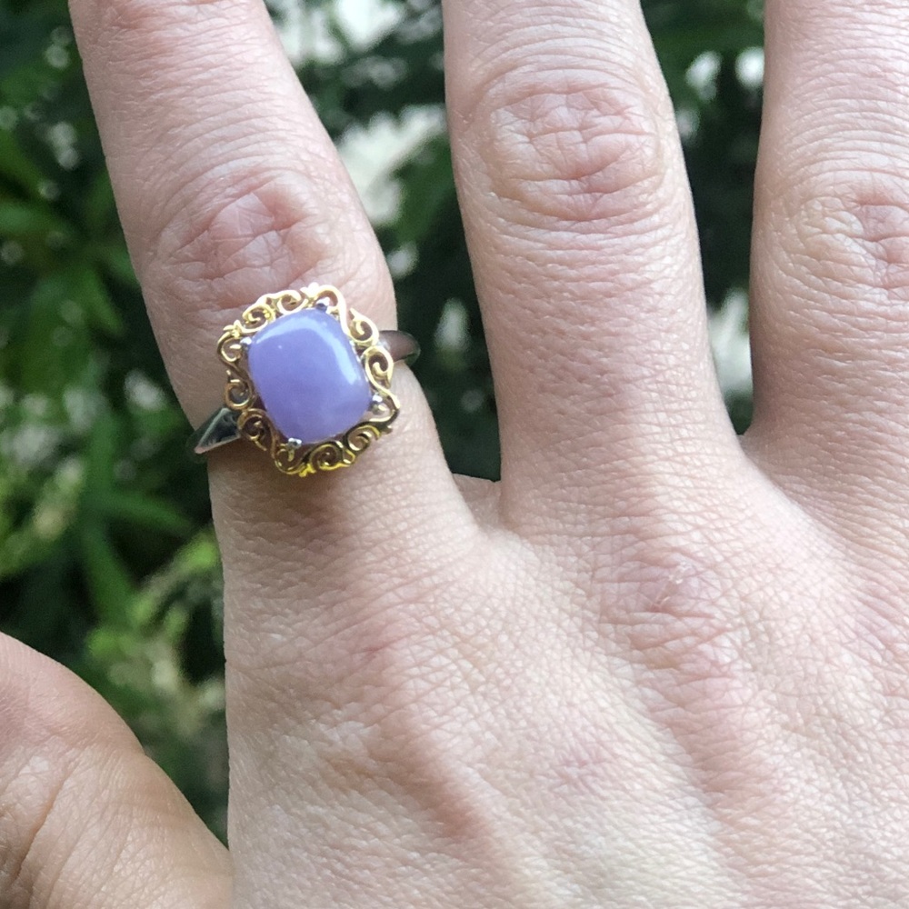 Genuine Chalcedony 925 Sterling Plated Gold SIZE 7
